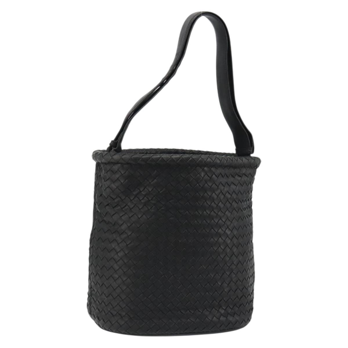 BOTTEGA VENETA INTRECCIATO Shoulder Bag Leather Black Auth 188414