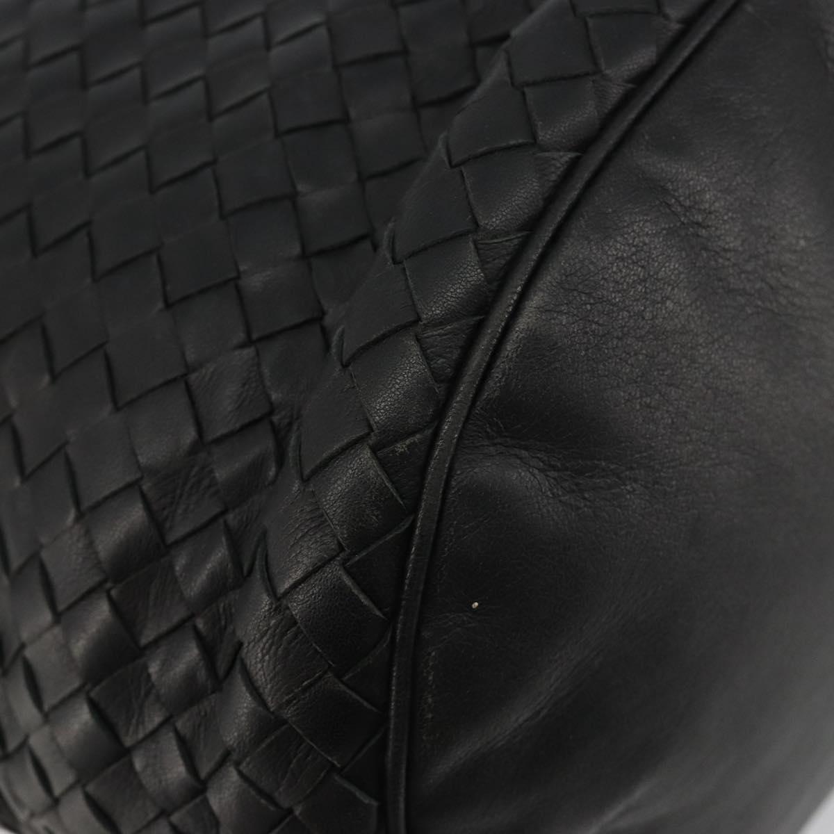 BOTTEGA VENETA INTRECCIATO Shoulder Bag Leather Black Auth 188414