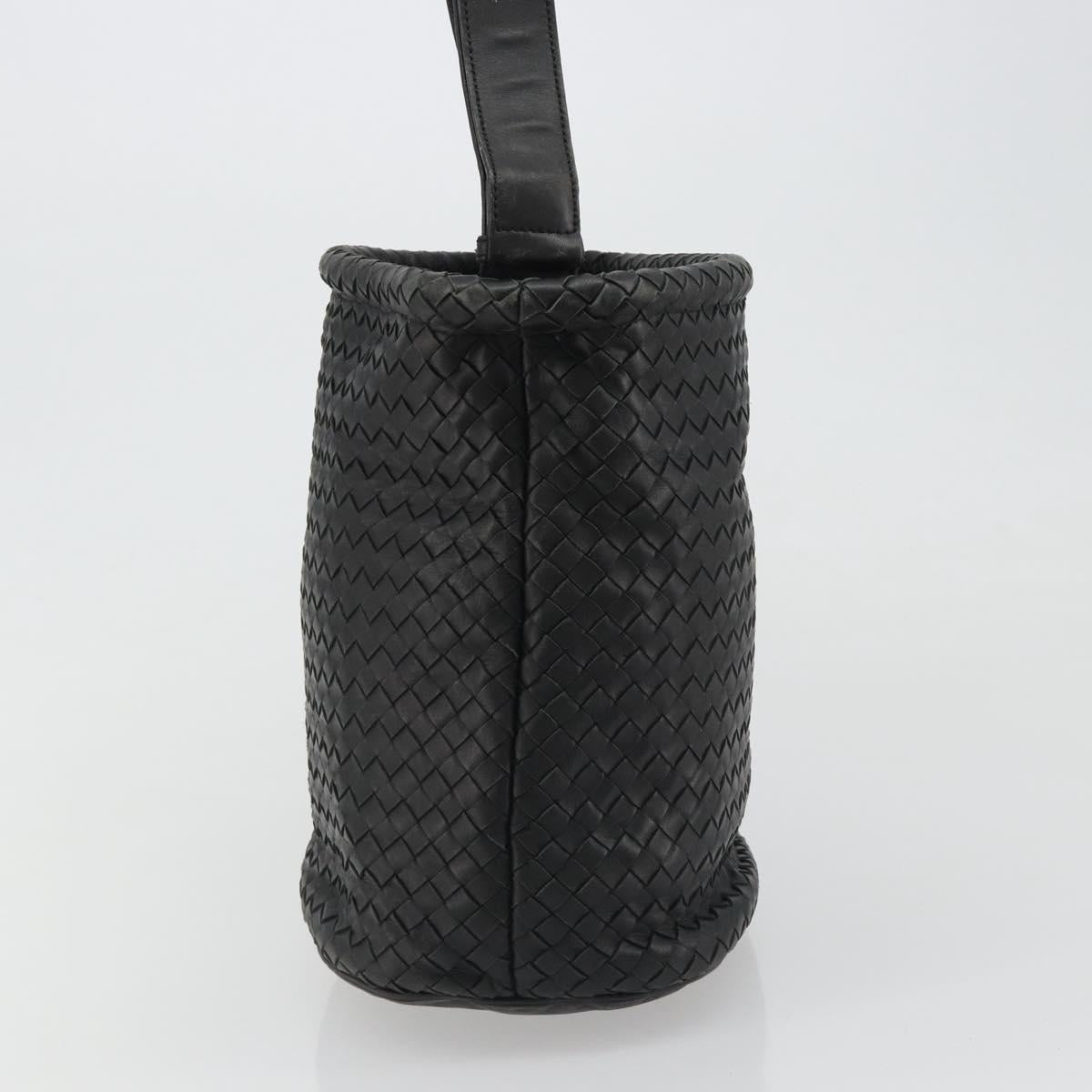 BOTTEGA VENETA INTRECCIATO Shoulder Bag Leather Black Auth 188414