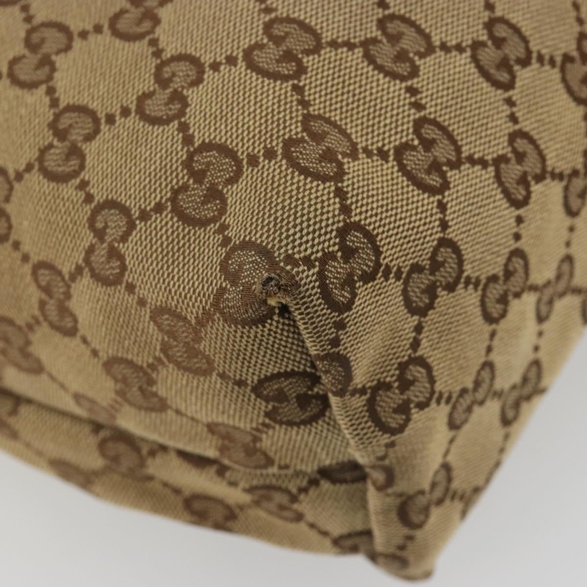 GUCCI GG Canvas Web Sherry Line Shoulder Bag Beige Silver 189751 Auth 188415A