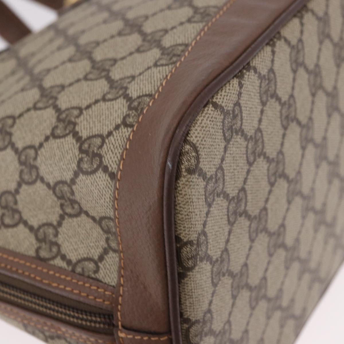 GUCCI GG Supreme Hand Bag PVC 2way Beige Gold Auth 188416