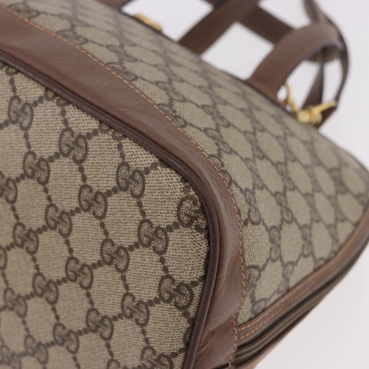 GUCCI GG Supreme Hand Bag PVC 2way Beige Gold Auth 188416