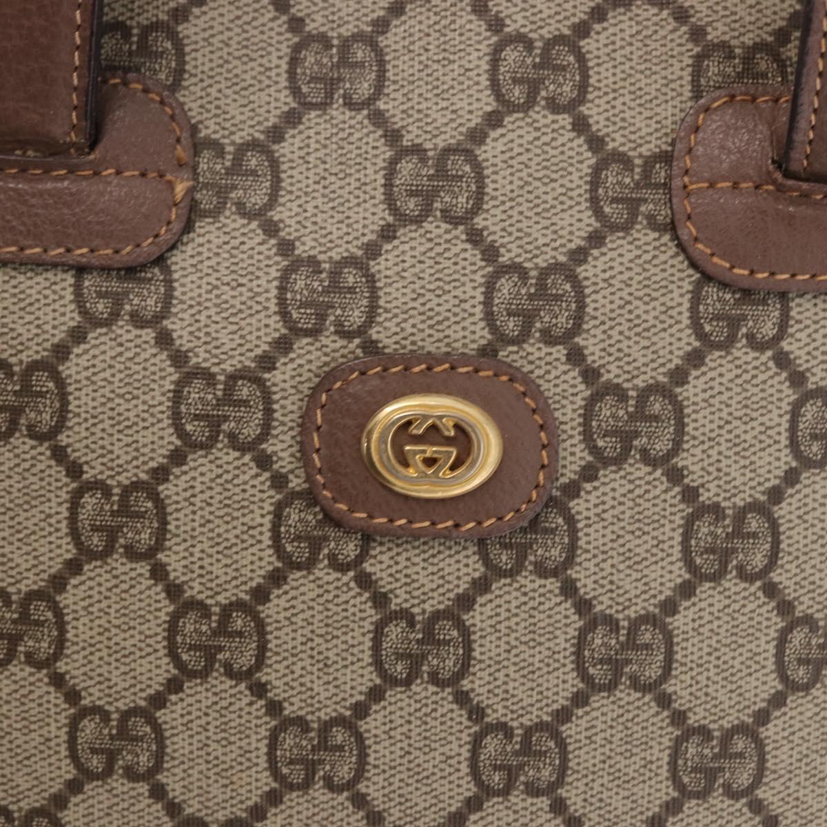 GUCCI GG Supreme Hand Bag PVC 2way Beige Gold Auth 188416