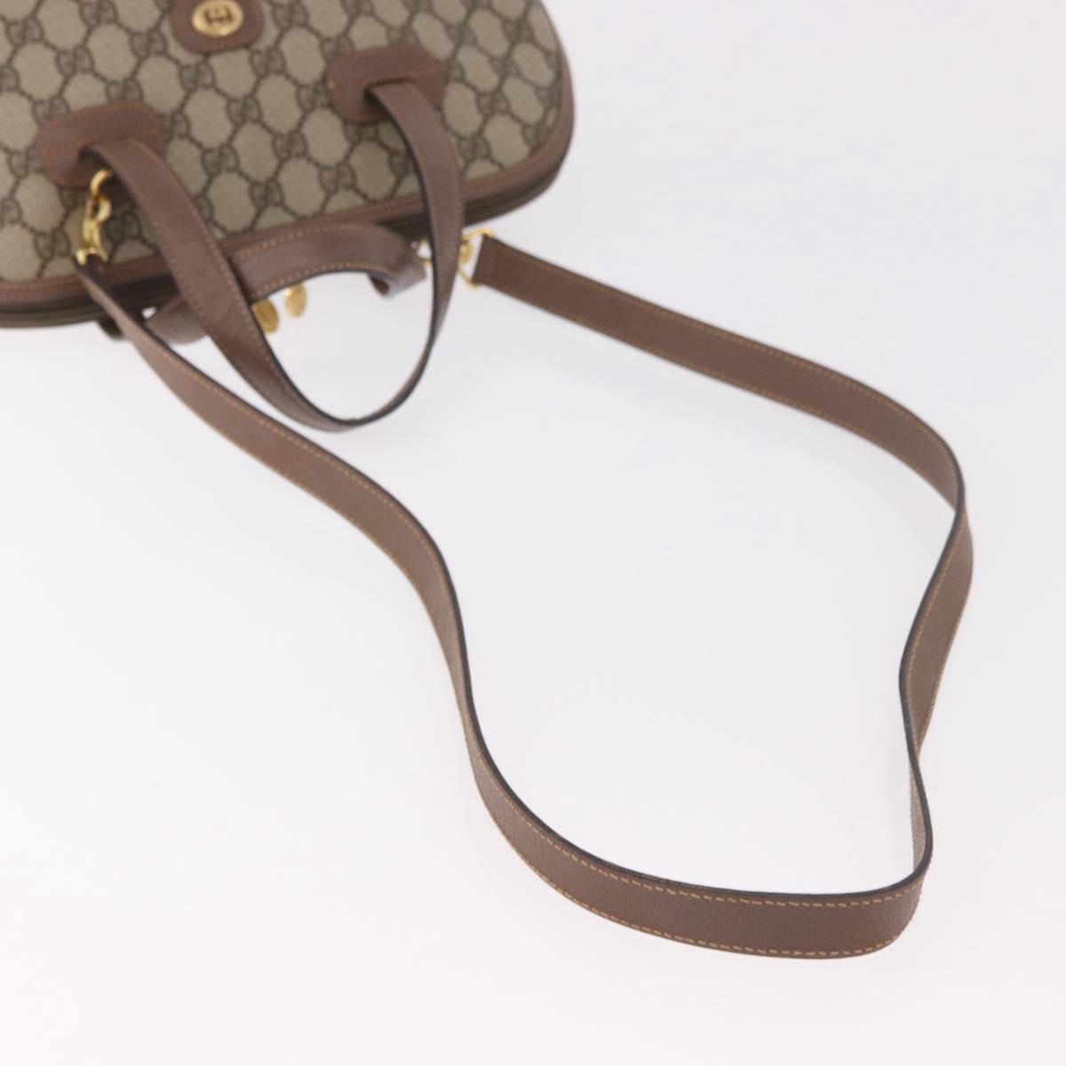 GUCCI GG Supreme Hand Bag PVC 2way Beige Gold Auth 188416