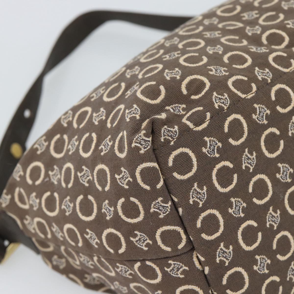 CELINE C Macadam Canvas Hand Bag Brown Gold Auth 188423