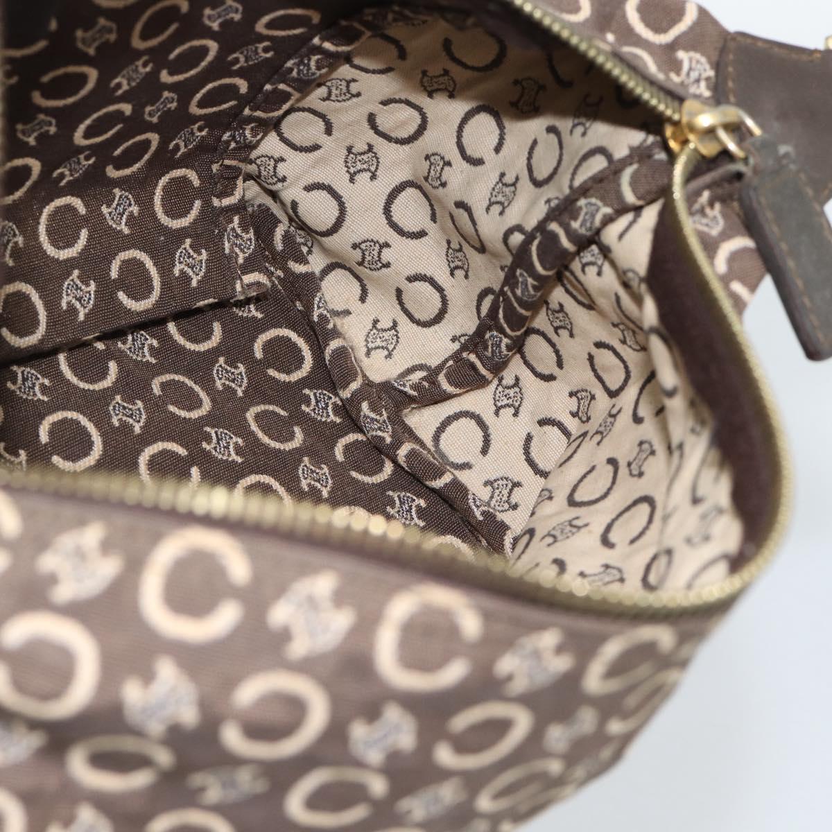CELINE C Macadam Canvas Hand Bag Brown Gold Auth 188423