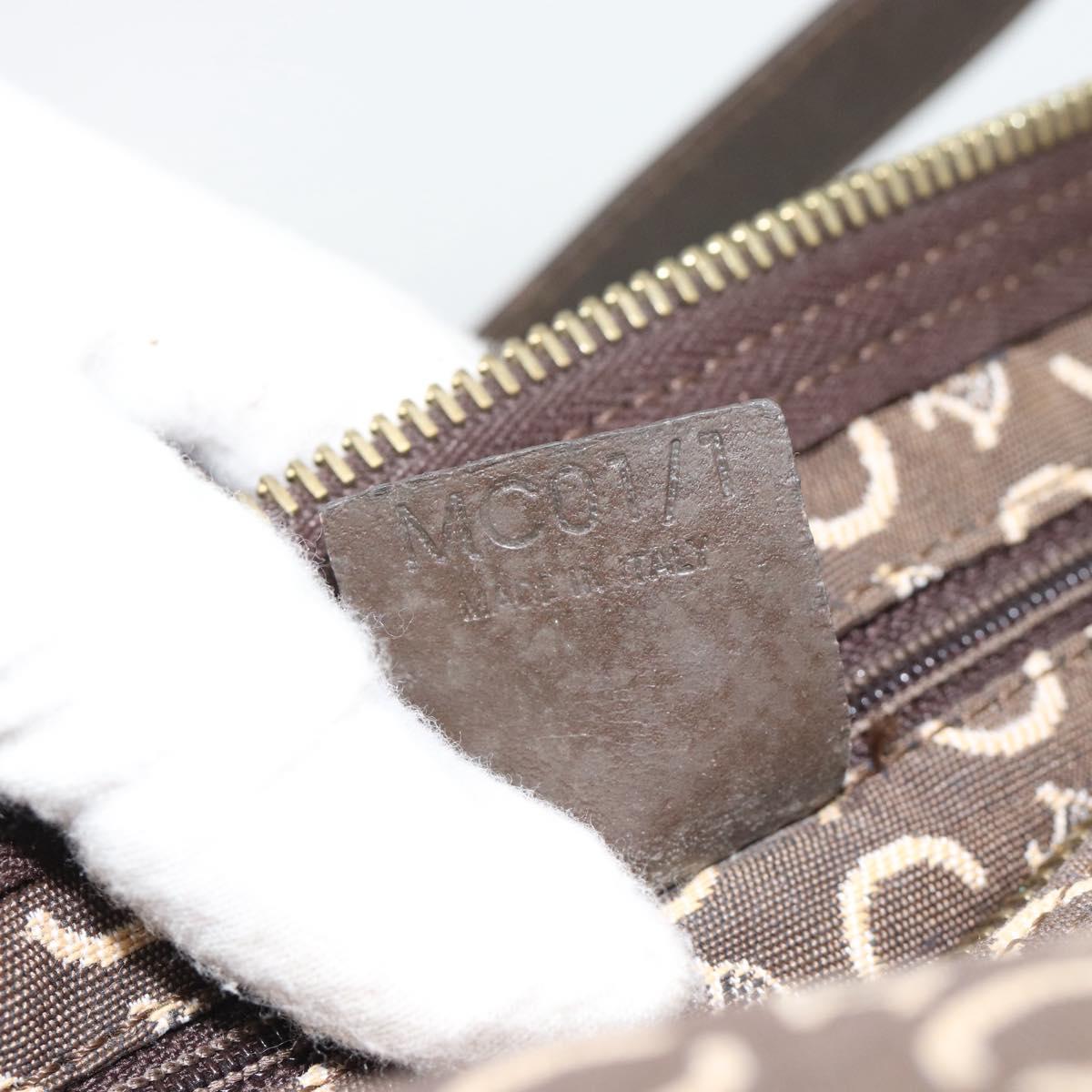 CELINE C Macadam Canvas Hand Bag Brown Gold Auth 188423