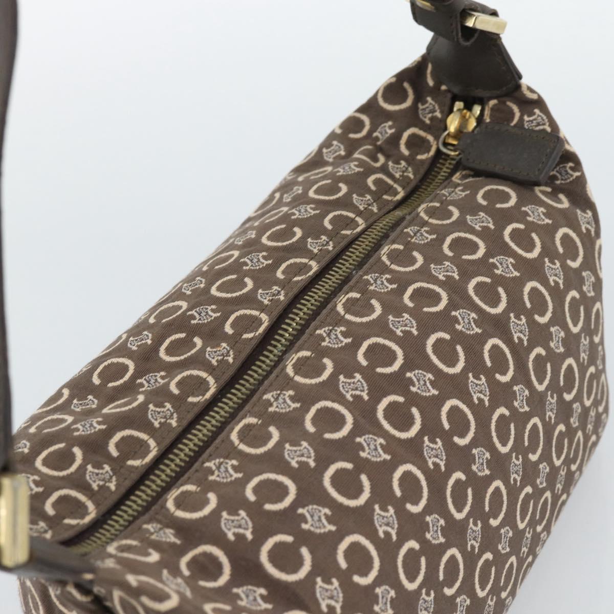 CELINE C Macadam Canvas Hand Bag Brown Gold Auth 188423
