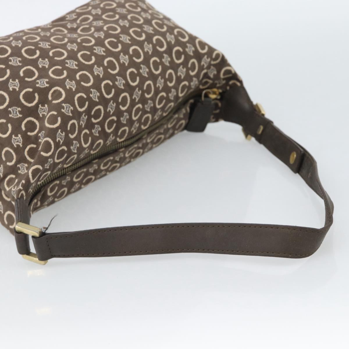CELINE C Macadam Canvas Hand Bag Brown Gold Auth 188423