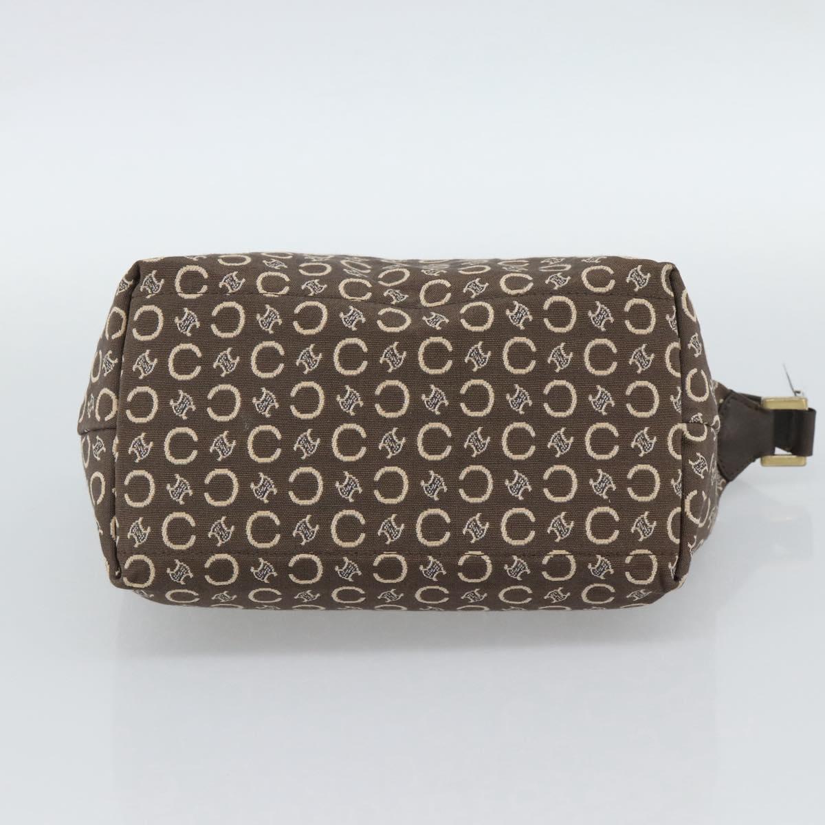 CELINE C Macadam Canvas Hand Bag Brown Gold Auth 188423