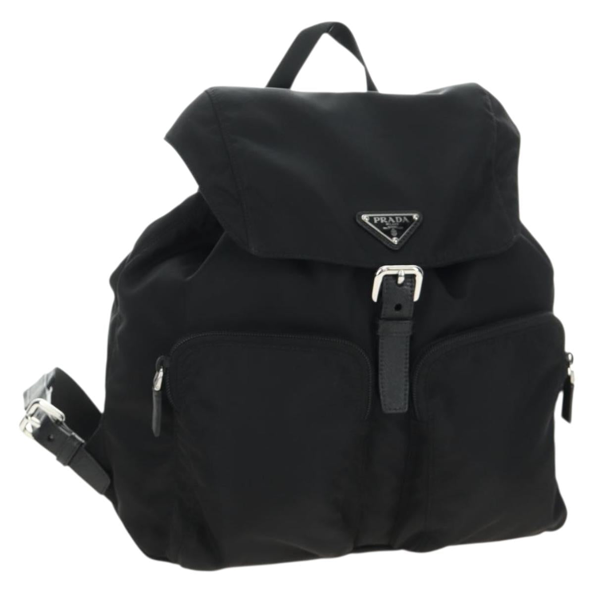 PRADA Backpack Nylon Black Silver 1BZ005 Auth 188429SAV