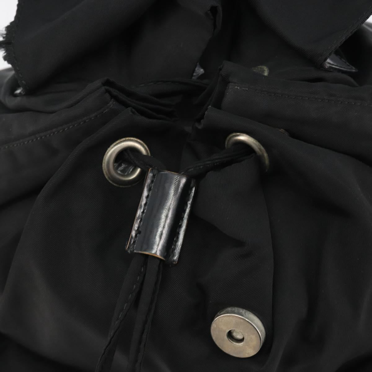 PRADA Backpack Nylon Black Silver Auth 188430