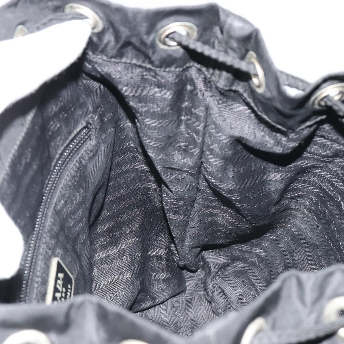 PRADA Backpack Nylon Black Silver Auth 188430