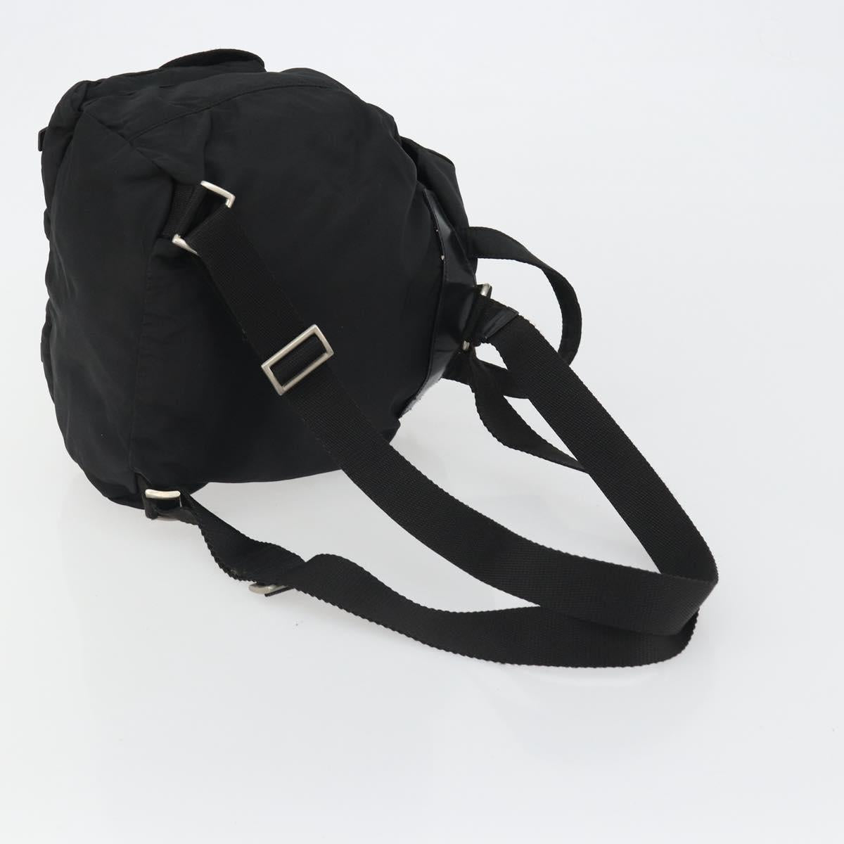 PRADA Backpack Nylon Black Silver Auth 188430