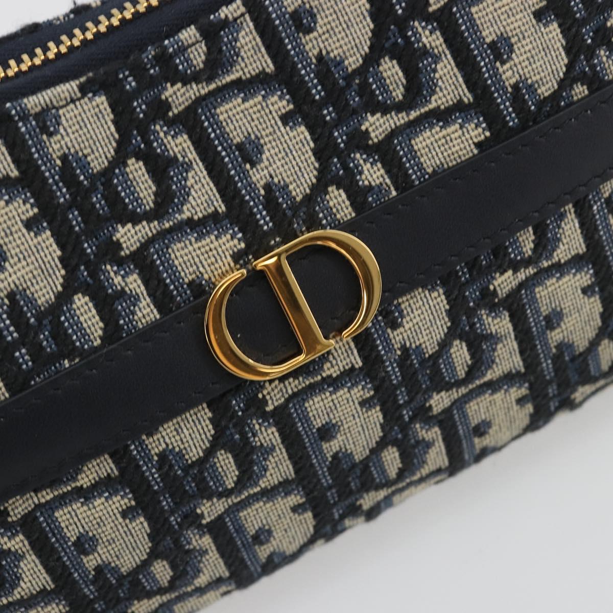 Christian Dior Oblique 30 Montaigne Hobo Mini Bag Navy Gold Auth 188432SAM