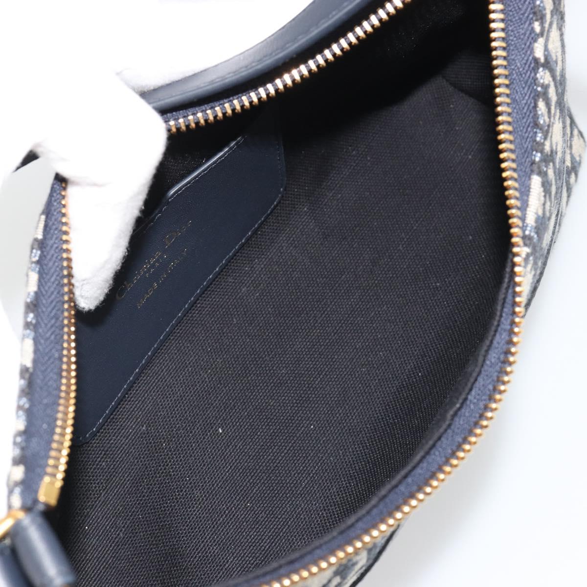 Christian Dior Oblique 30 Montaigne Hobo Mini Bag Navy Gold Auth 188432SAM