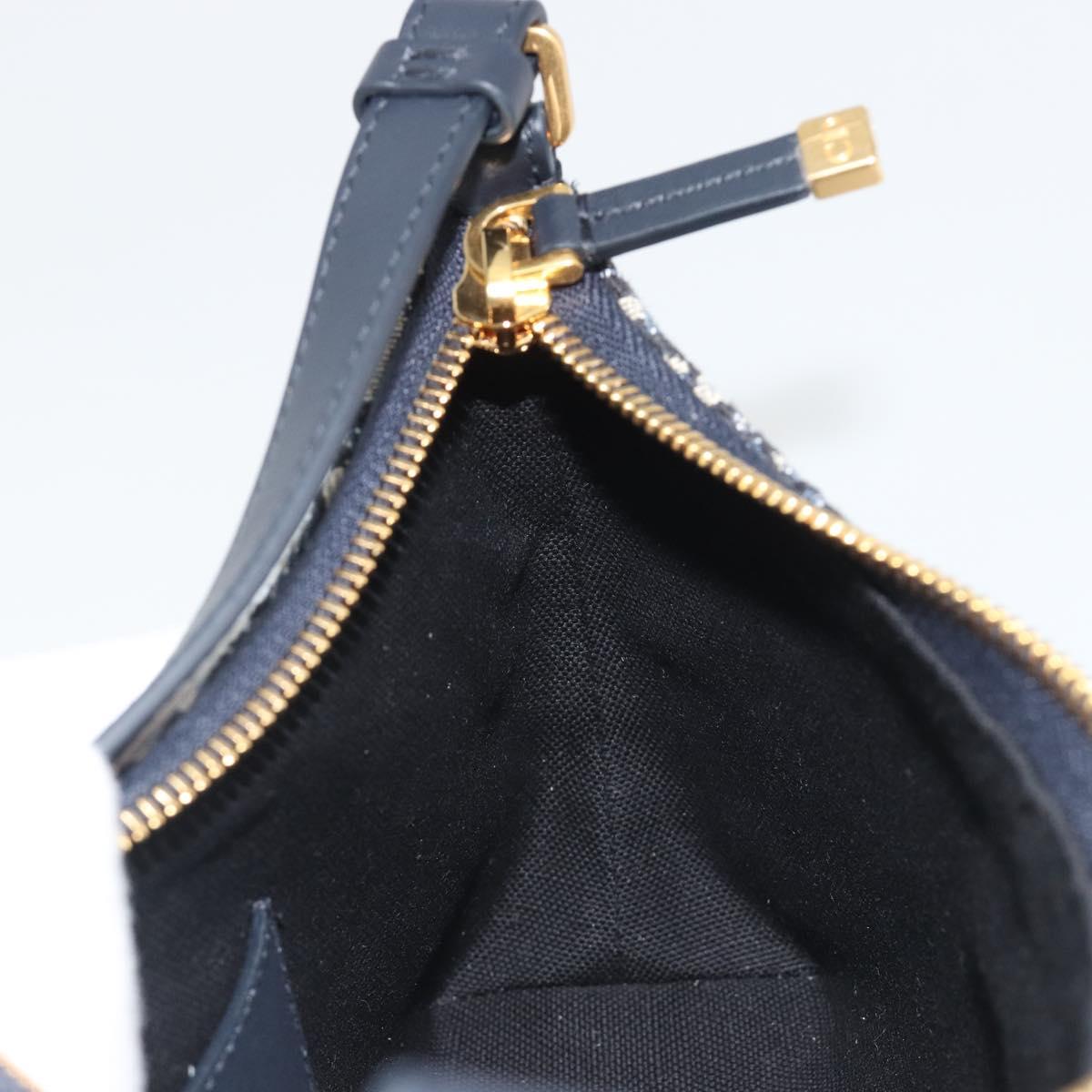 Christian Dior Oblique 30 Montaigne Hobo Mini Bag Navy Gold Auth 188432SAM