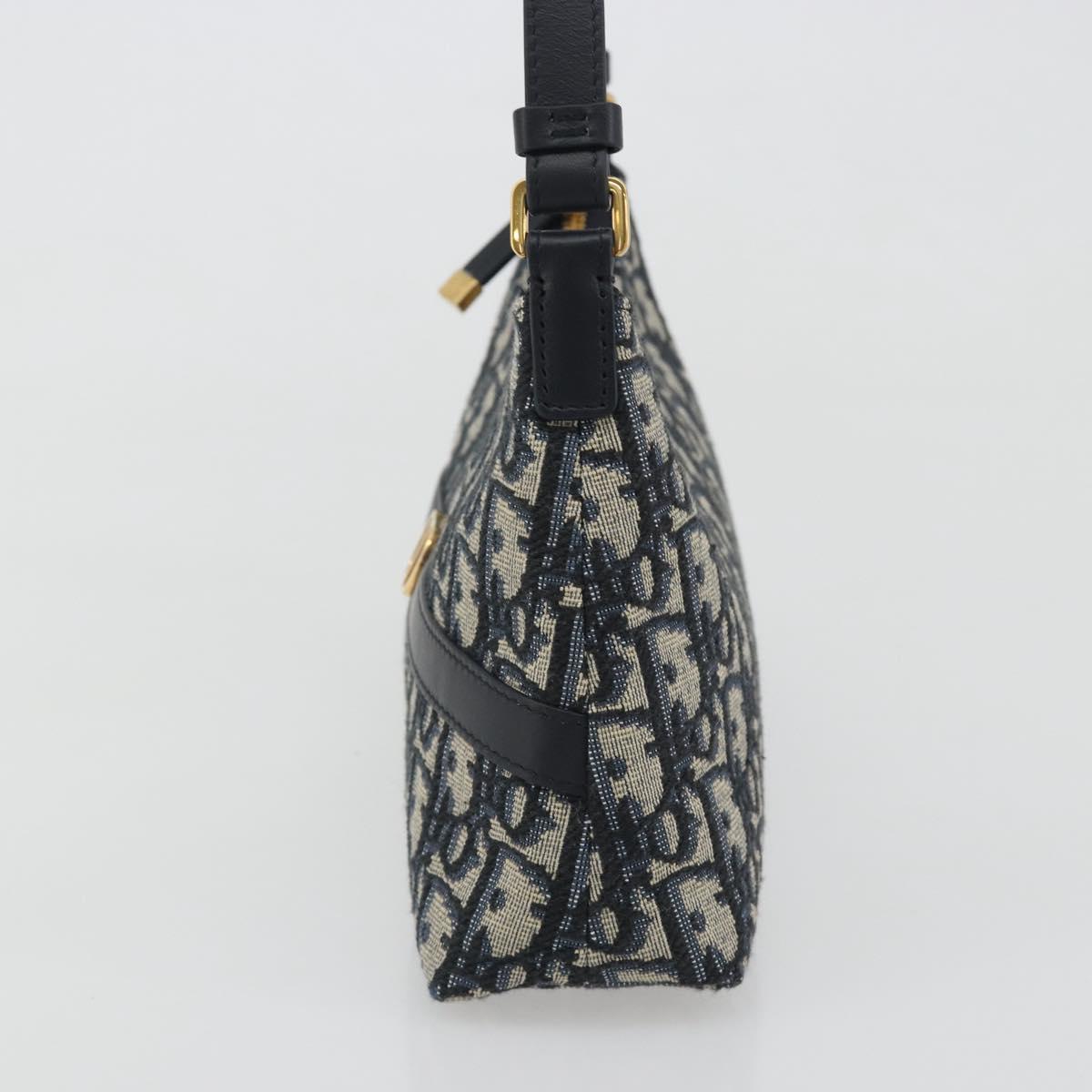 Christian Dior Oblique 30 Montaigne Hobo Mini Bag Navy Gold Auth 188432SAM
