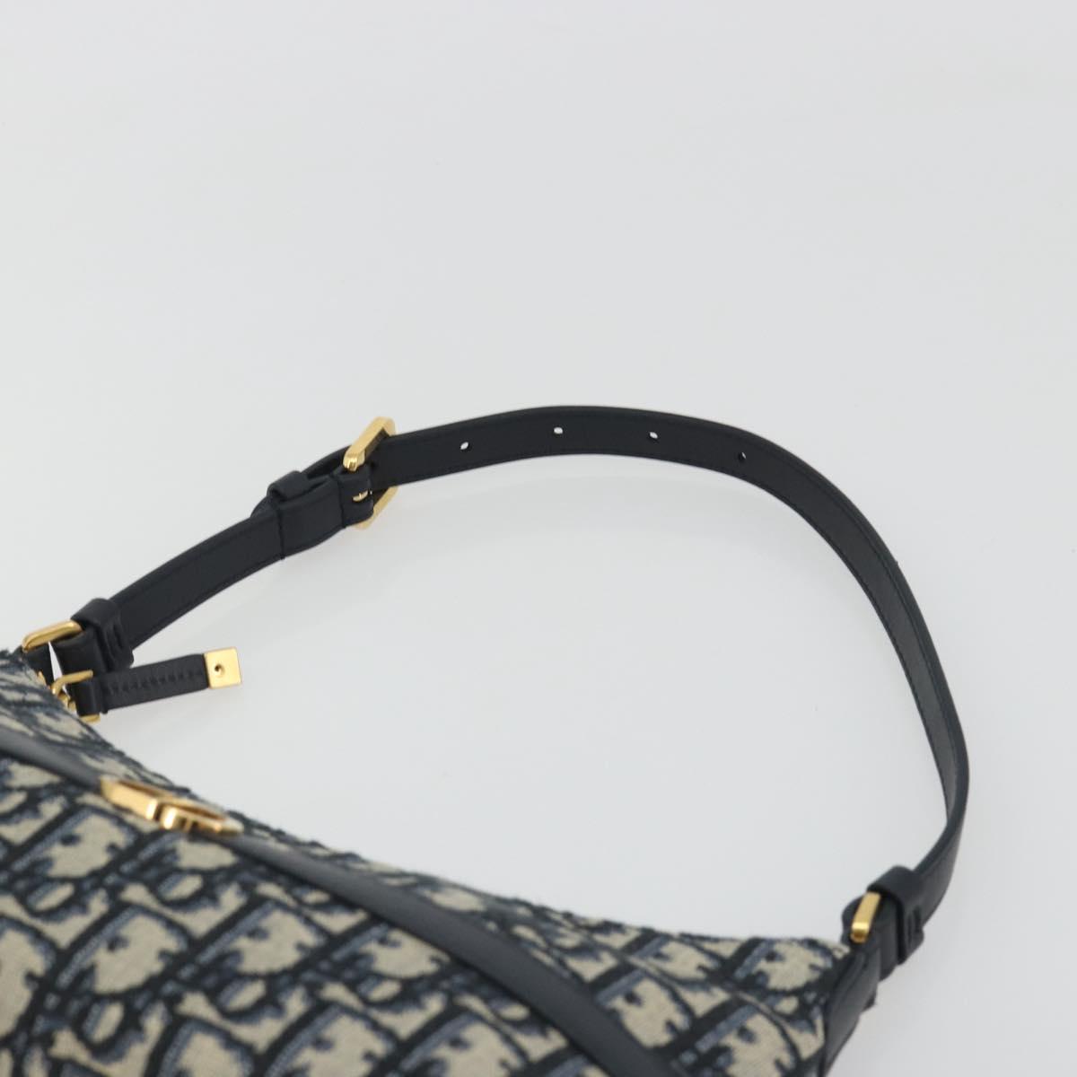 Christian Dior Oblique 30 Montaigne Hobo Mini Bag Navy Gold Auth 188432SAM