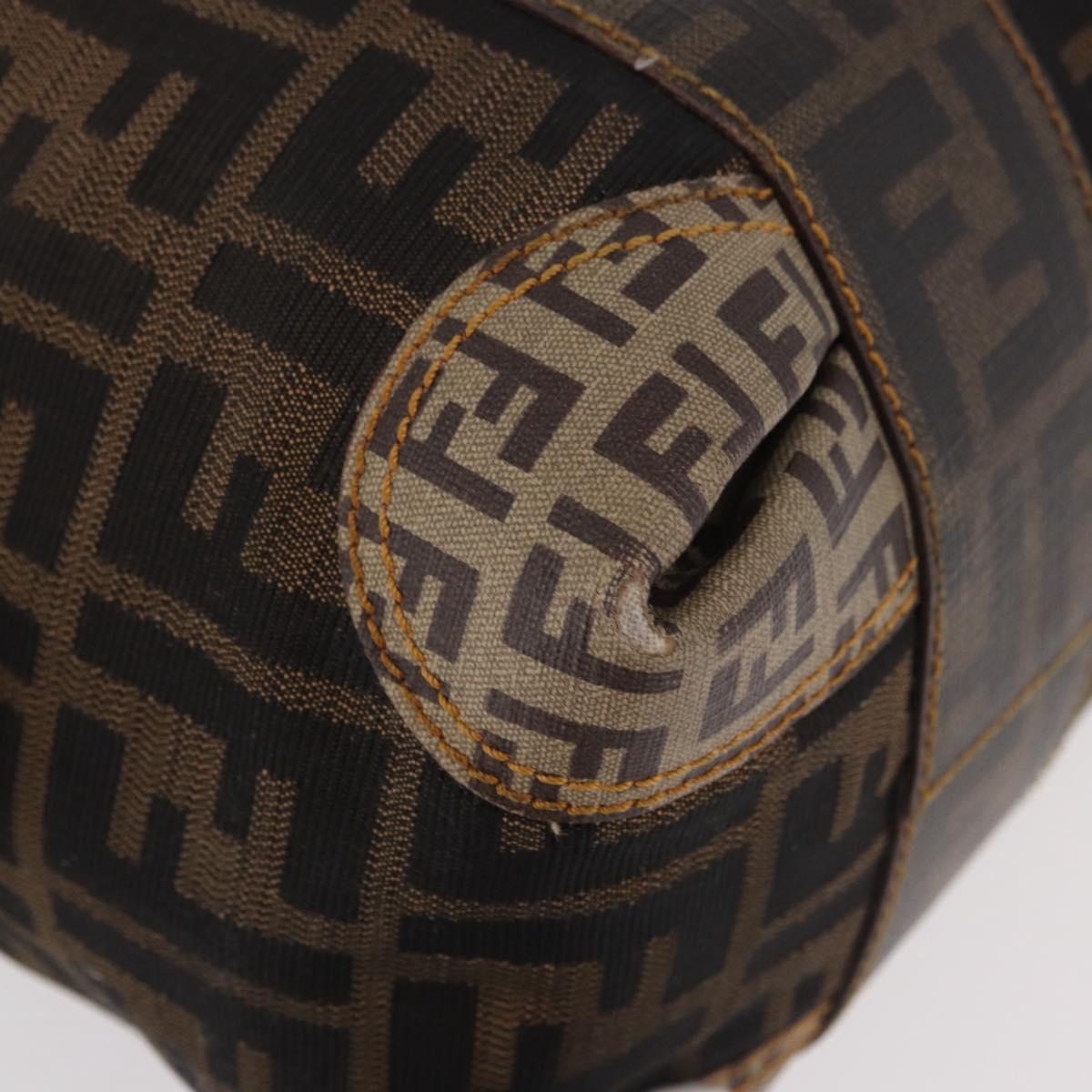 FENDI Zucca Canvas Boston Bag Black Brown Auth 188433