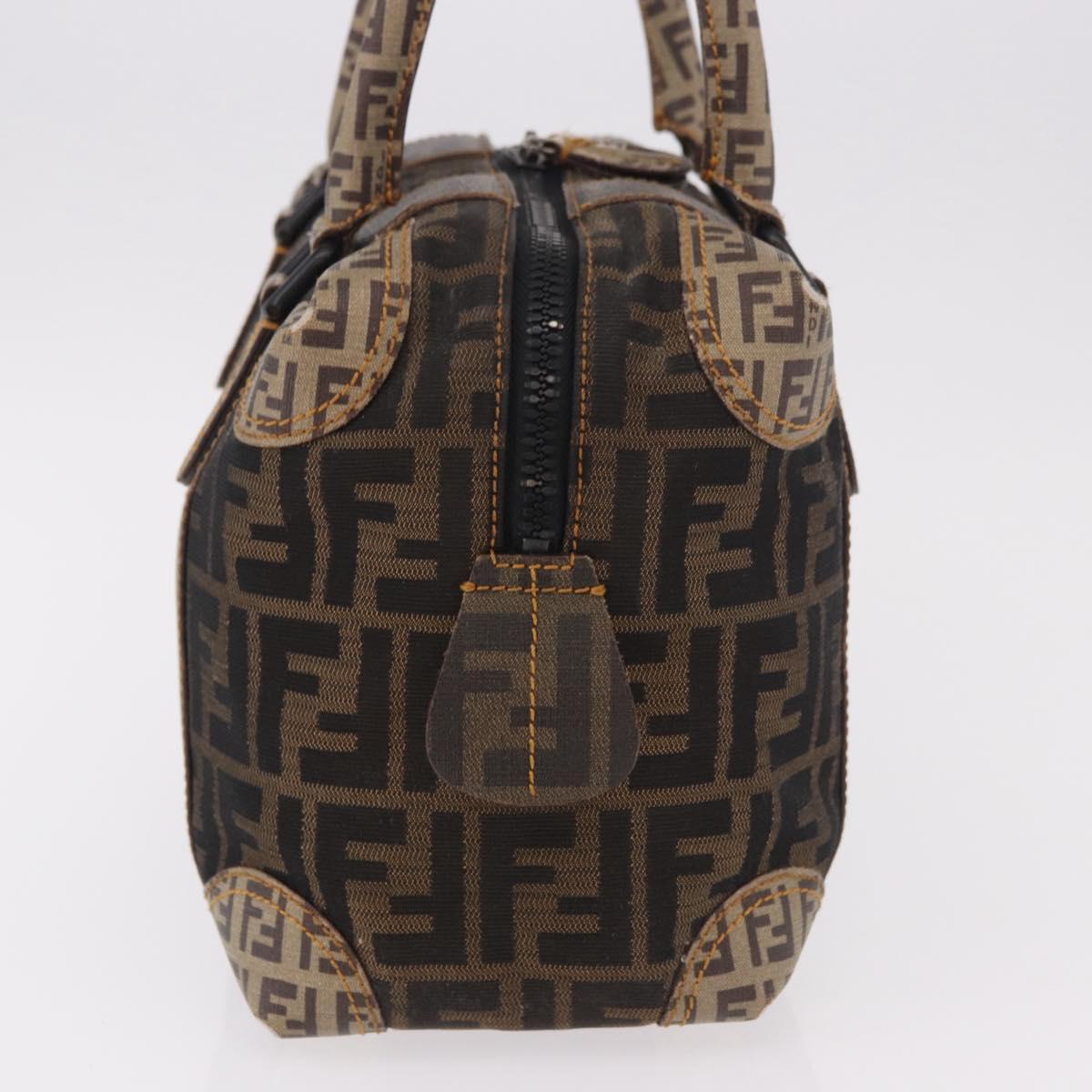 FENDI Zucca Canvas Boston Bag Black Brown Auth 188433