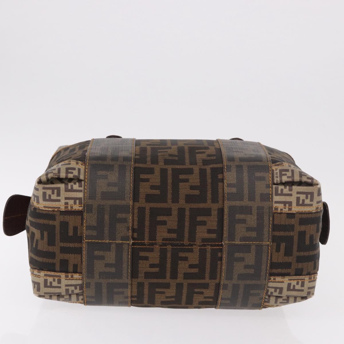 FENDI Zucca Canvas Boston Bag Black Brown Auth 188433