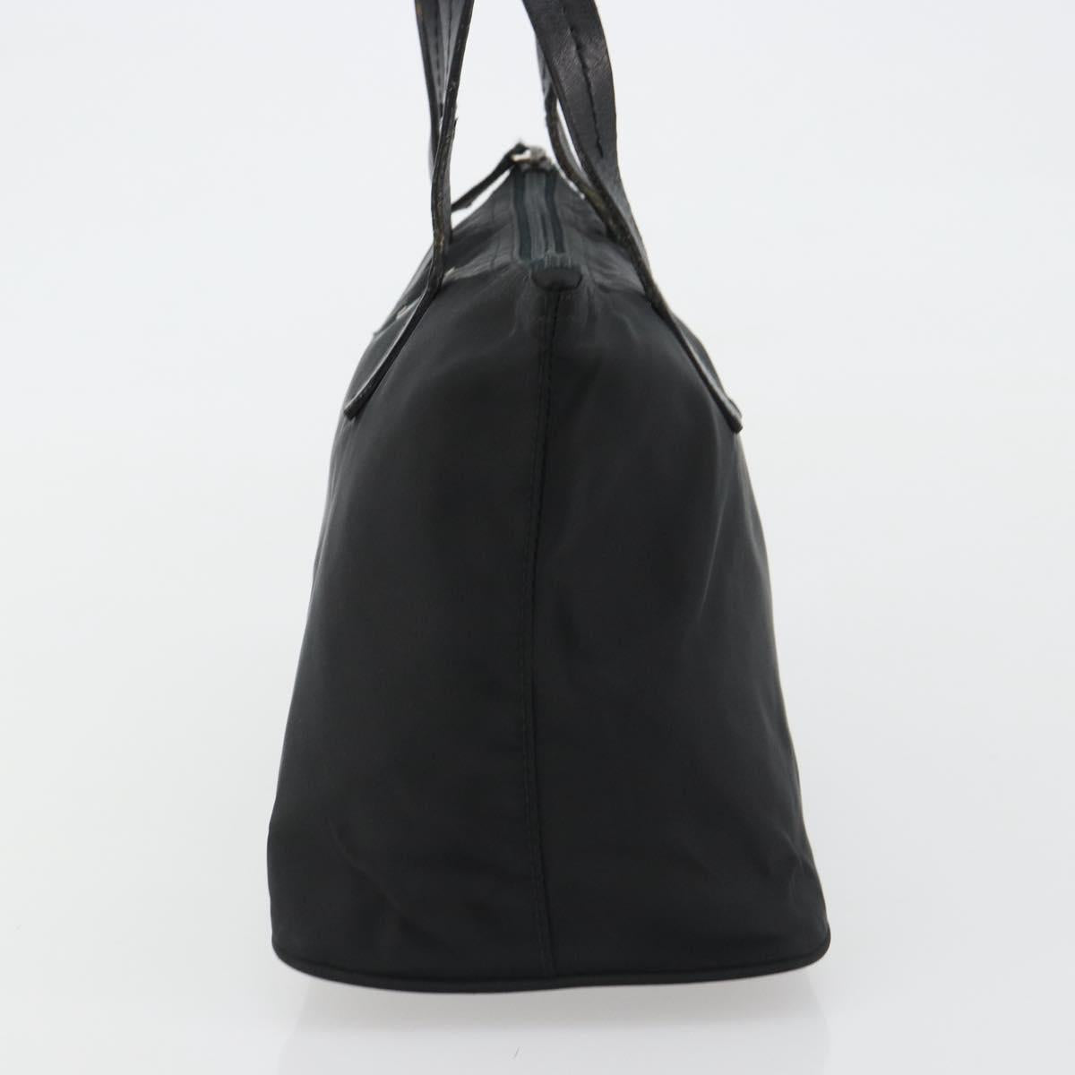 PRADA Hand Bag Nylon Black Silver Auth 188434