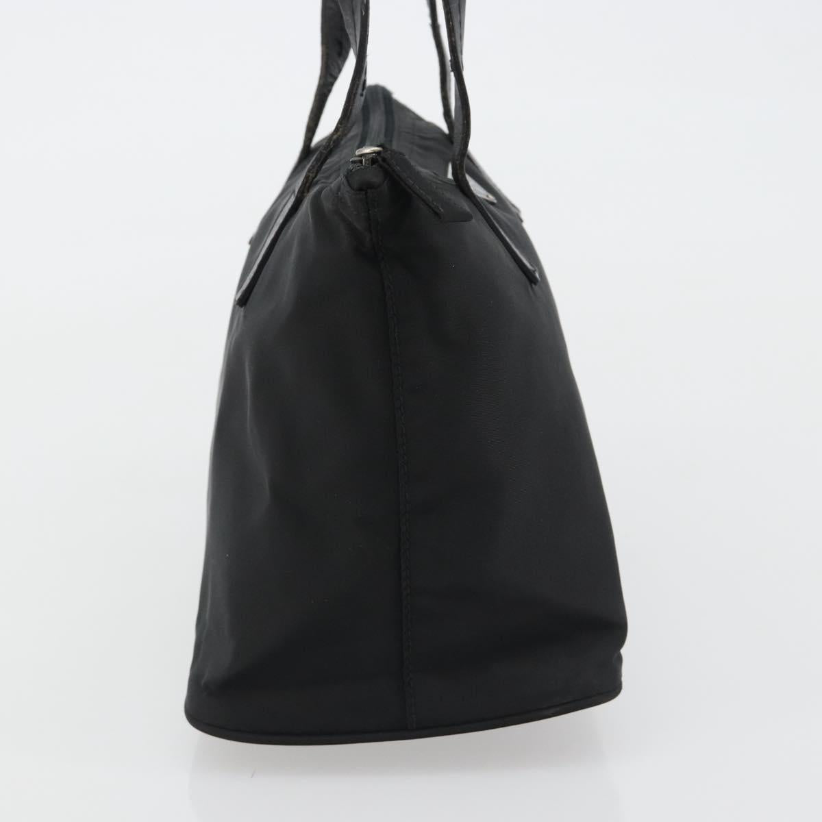 PRADA Hand Bag Nylon Black Silver Auth 188434
