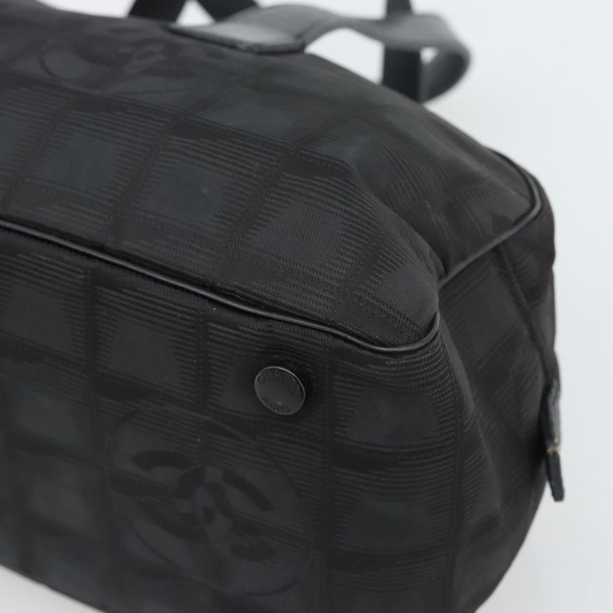 CHANEL New Travel Line Hand Bag Nylon Black CC Auth 188435