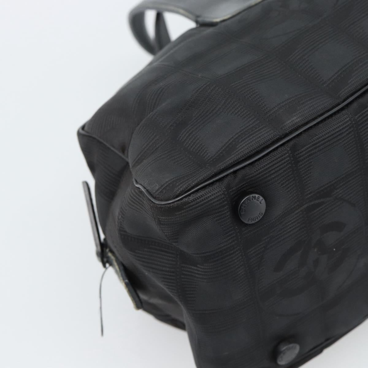 CHANEL New Travel Line Hand Bag Nylon Black CC Auth 188435