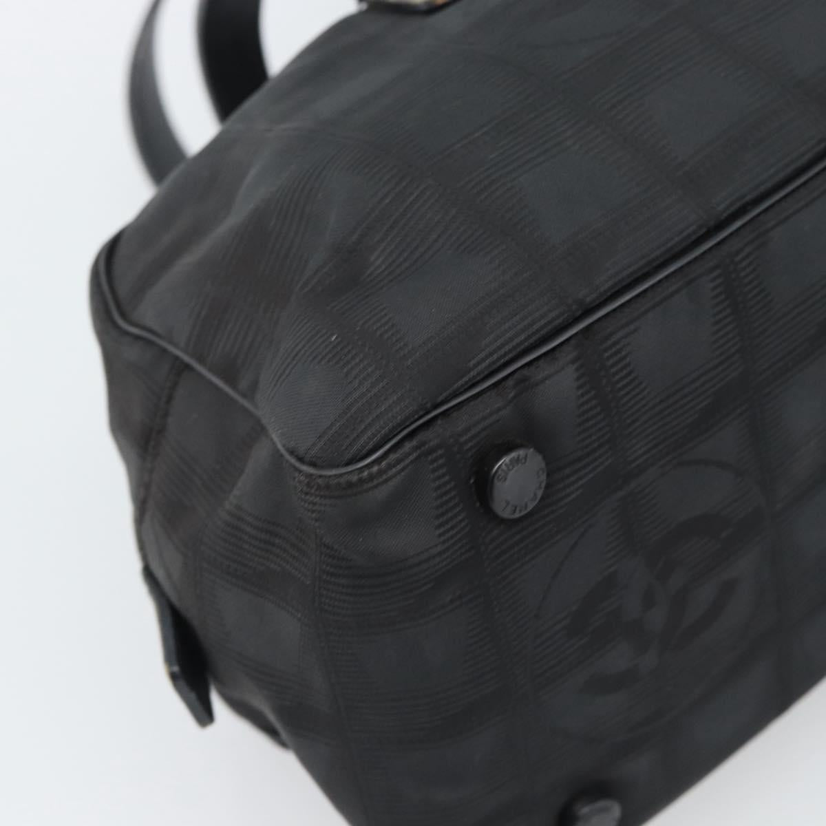 CHANEL New Travel Line Hand Bag Nylon Black CC Auth 188435