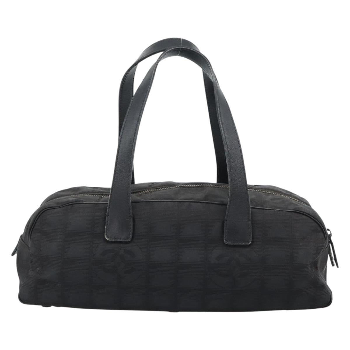 CHANEL New Travel Line Hand Bag Nylon Black CC Auth 188435