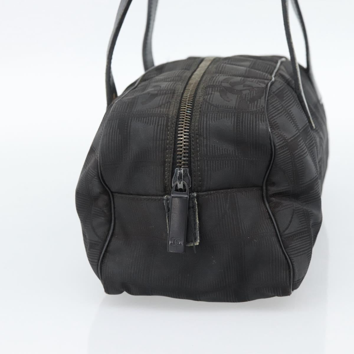 CHANEL New Travel Line Hand Bag Nylon Black CC Auth 188435