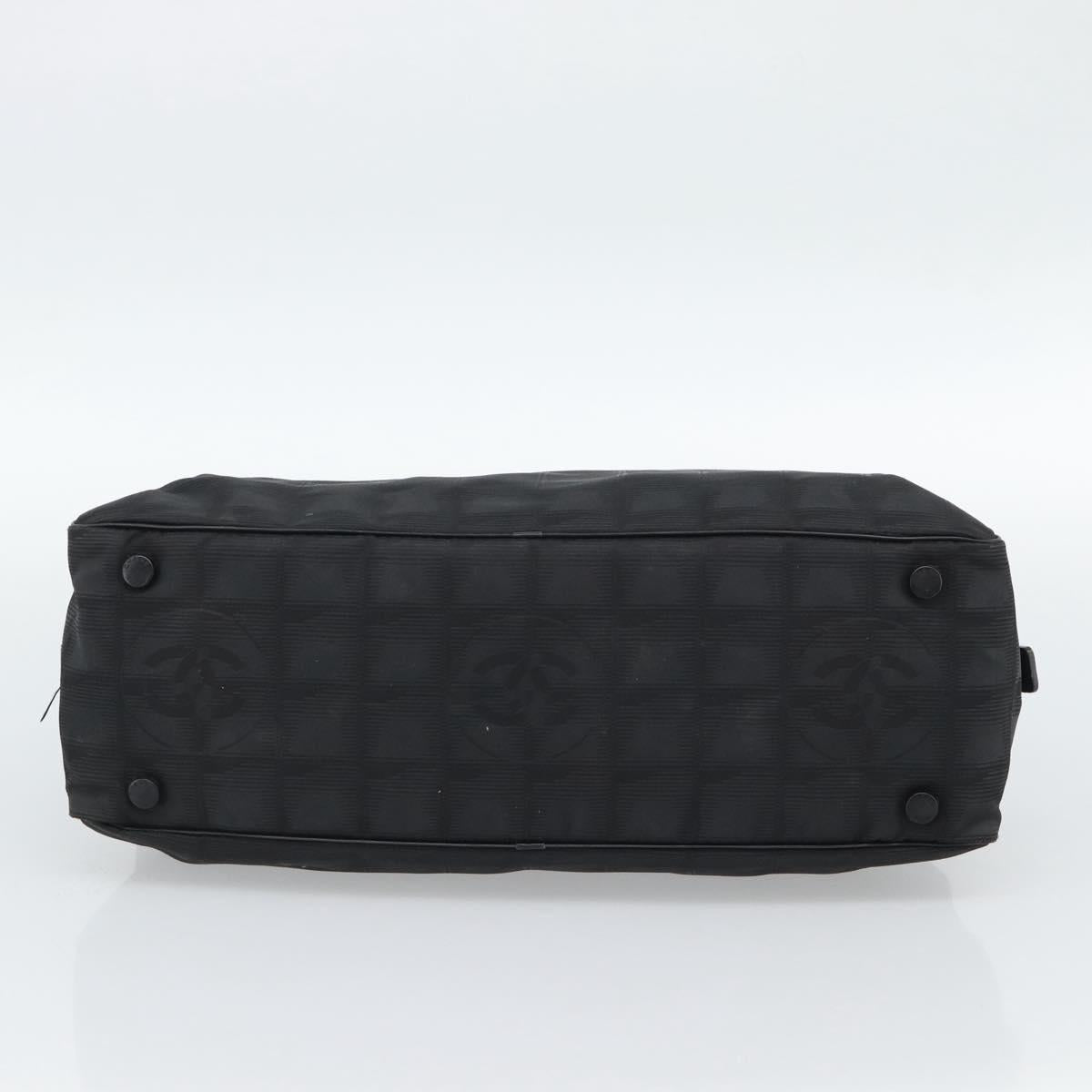 CHANEL New Travel Line Hand Bag Nylon Black CC Auth 188435