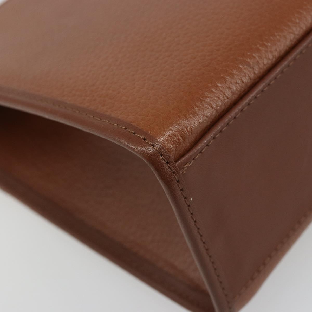 Burberrys Hand Bag Leather Brown Silver Auth 188437