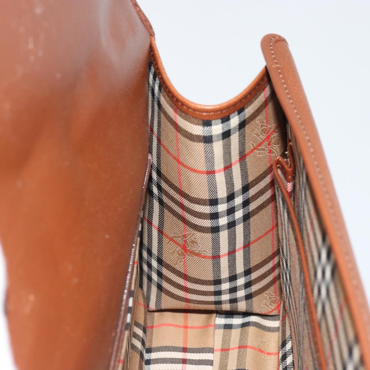 Burberrys Hand Bag Leather Brown Silver Auth 188437