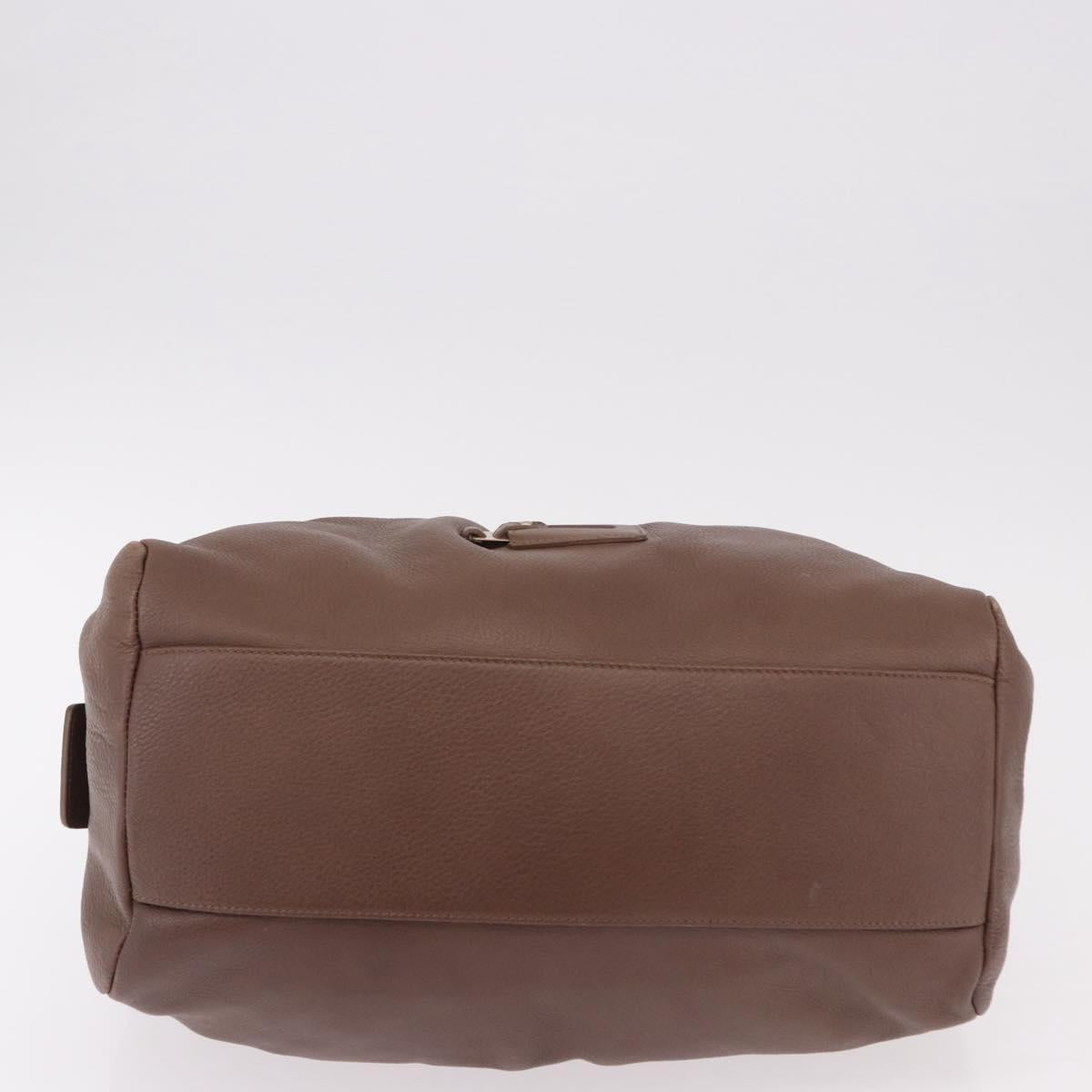 Max Mara Hand Bag Leather Brown Gold Auth 188438A