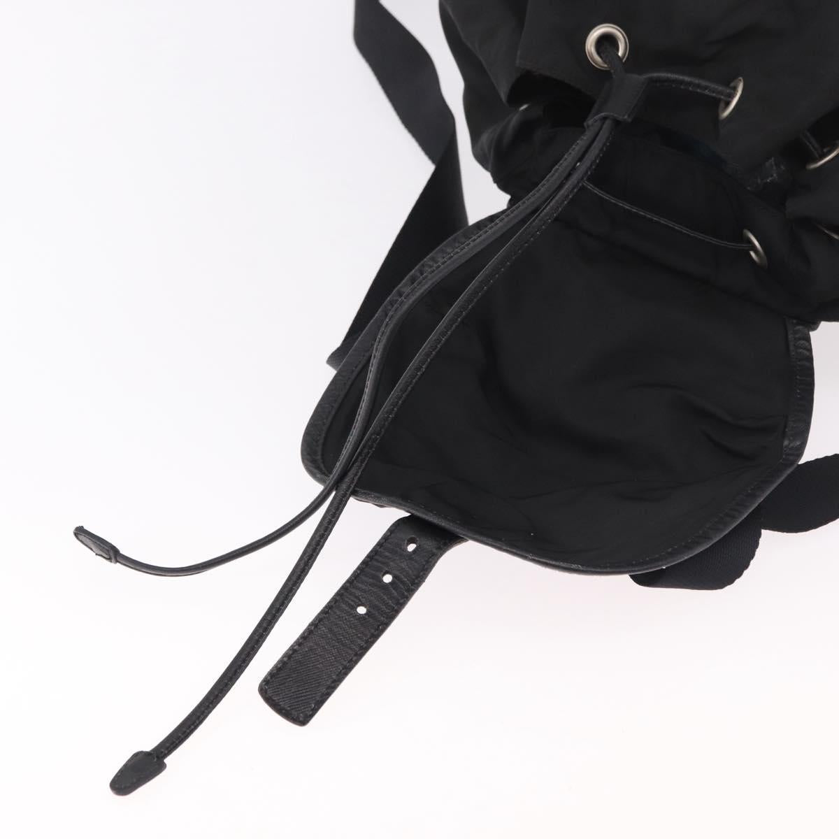 PRADA Backpack Nylon Black Silver Auth 188443