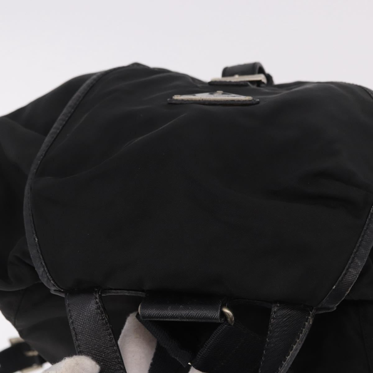PRADA Backpack Nylon Black Silver Auth 188443