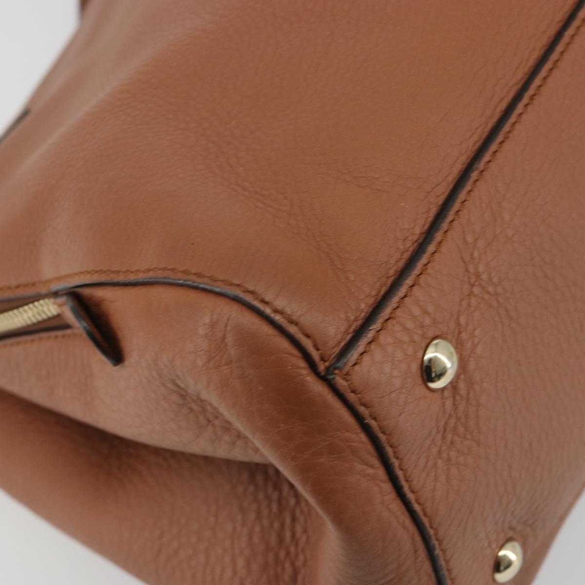 GUCCI Tote Bag Leather Brown Gold Auth 188451A