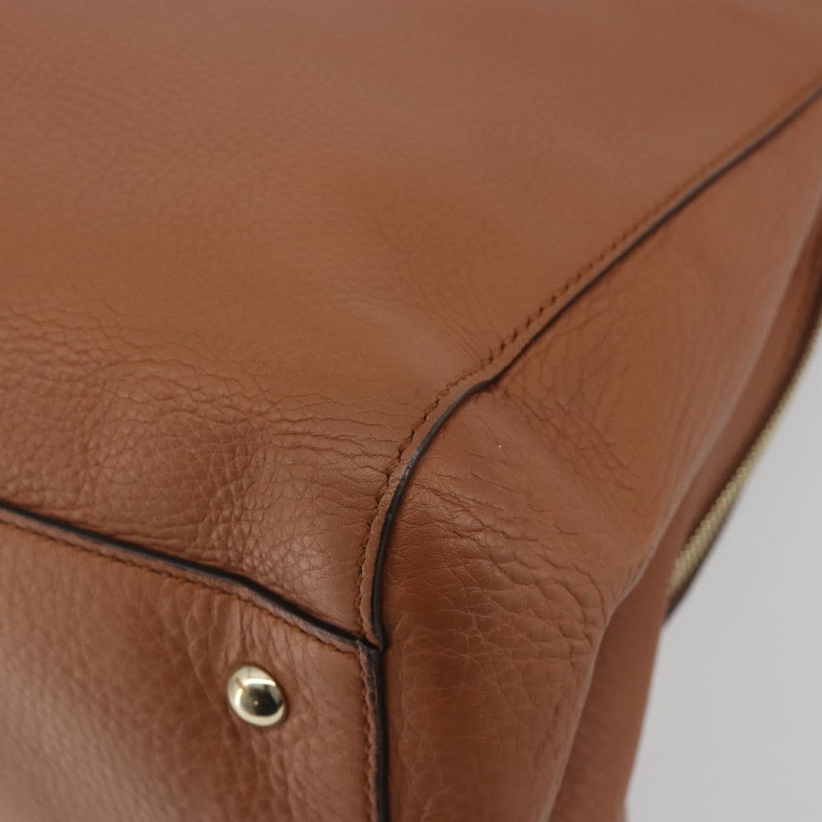 GUCCI Tote Bag Leather Brown Gold Auth 188451A