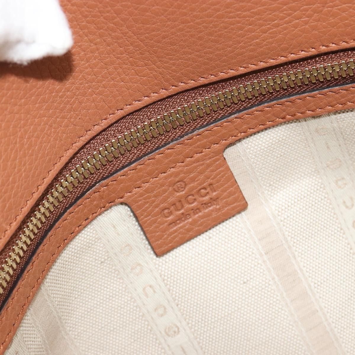 GUCCI Tote Bag Leather Brown Gold Auth 188451A
