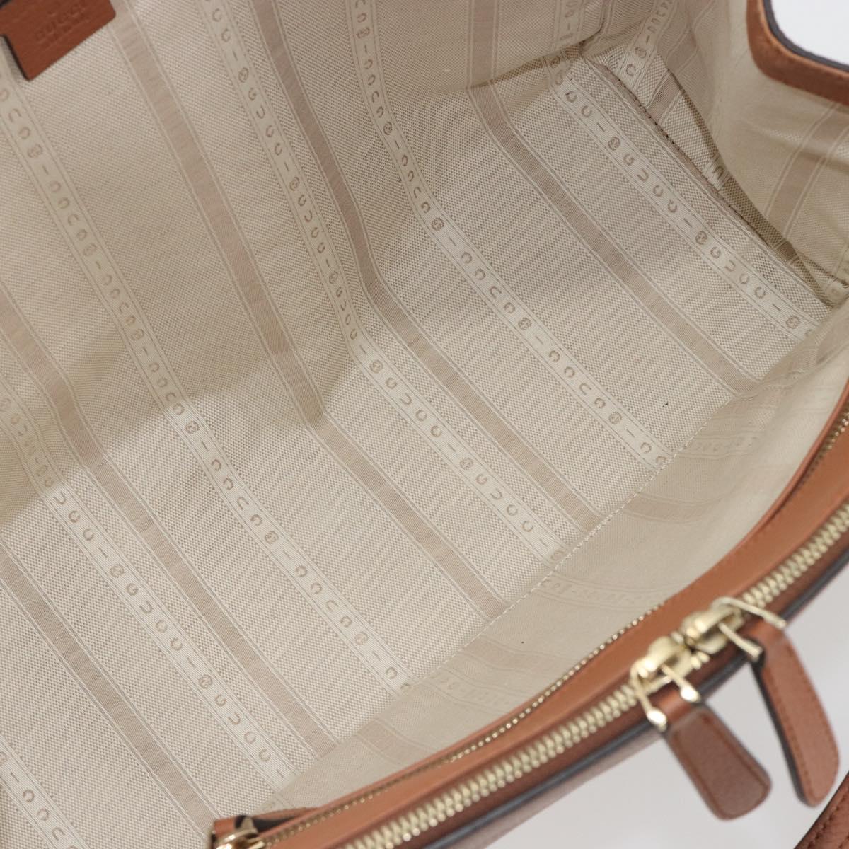 GUCCI Tote Bag Leather Brown Gold Auth 188451A
