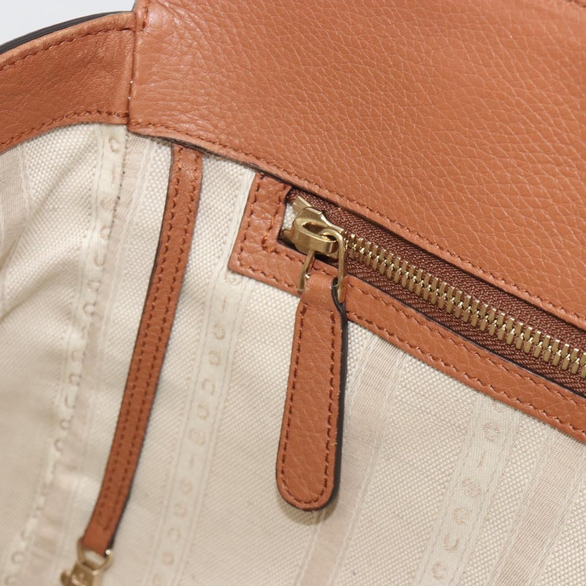 GUCCI Tote Bag Leather Brown Gold Auth 188451A