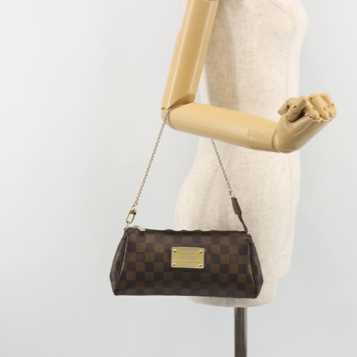 LOUIS VUITTON Damier Ebene Eva Shoulder Bag N55213 LV Auth 188452