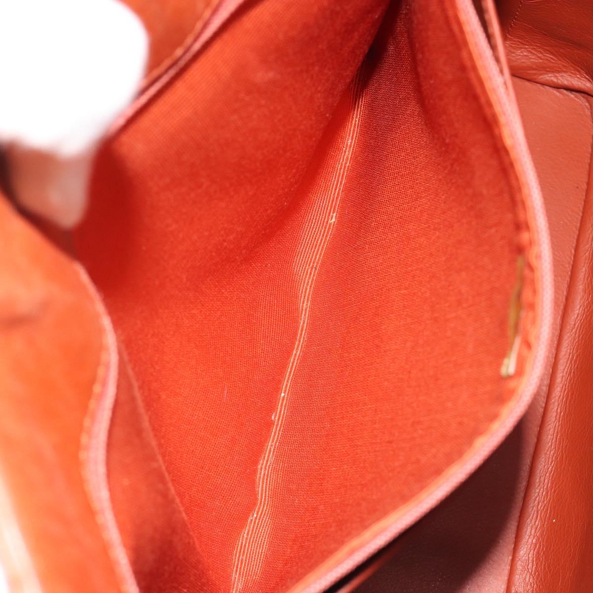 CHANEL Matelasse Chain Shoulder Bag Lamb Skin Orange CC Auth 188455A