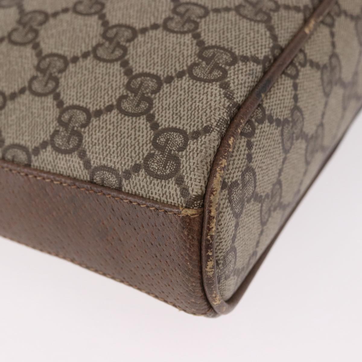 GUCCI GG Supreme Web Sherry Line Shoulder Bag PVC Beige Gold Auth 188457