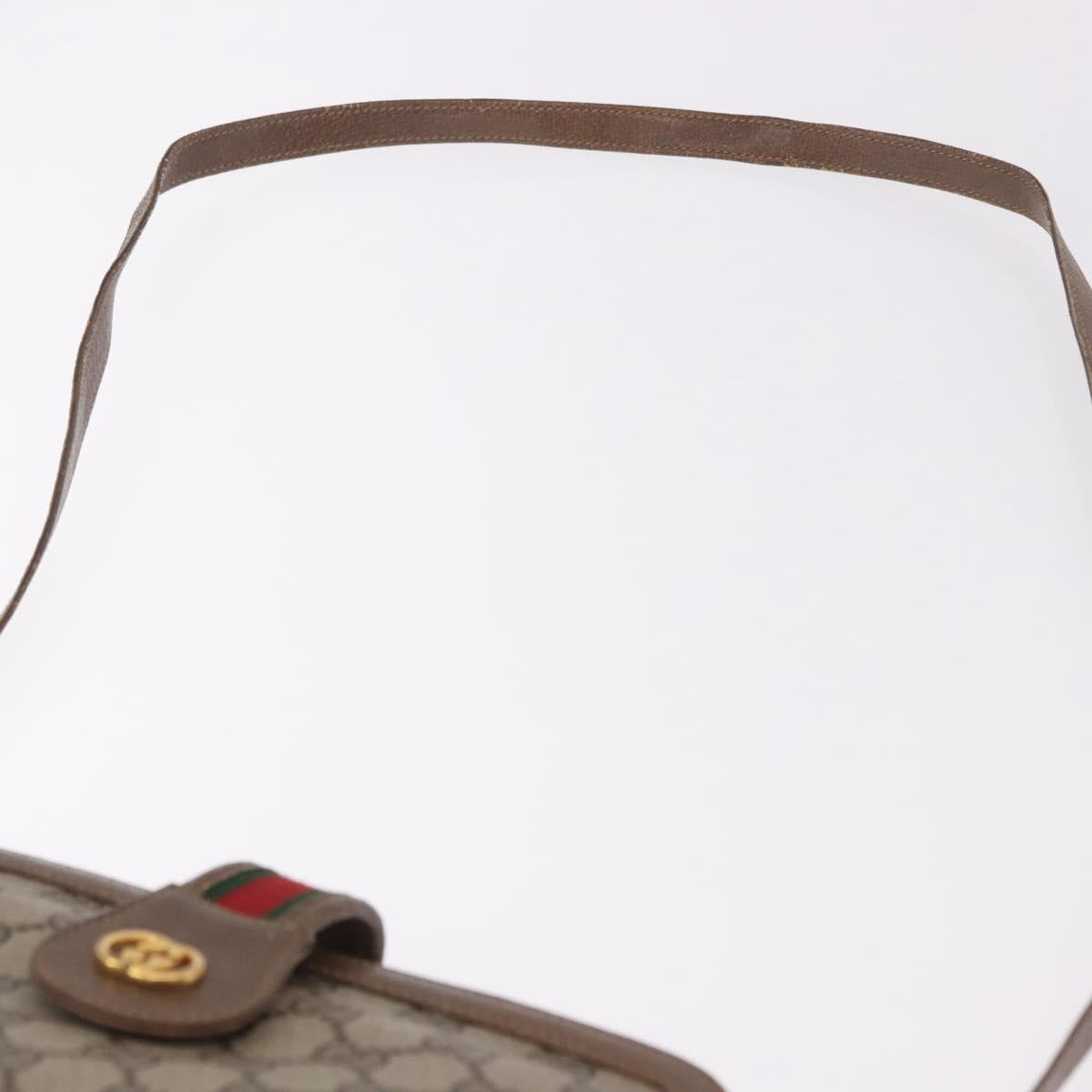 GUCCI GG Supreme Web Sherry Line Shoulder Bag PVC Beige Gold Auth 188457