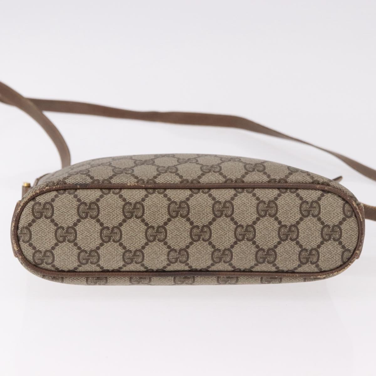GUCCI GG Supreme Web Sherry Line Shoulder Bag PVC Beige Gold Auth 188457
