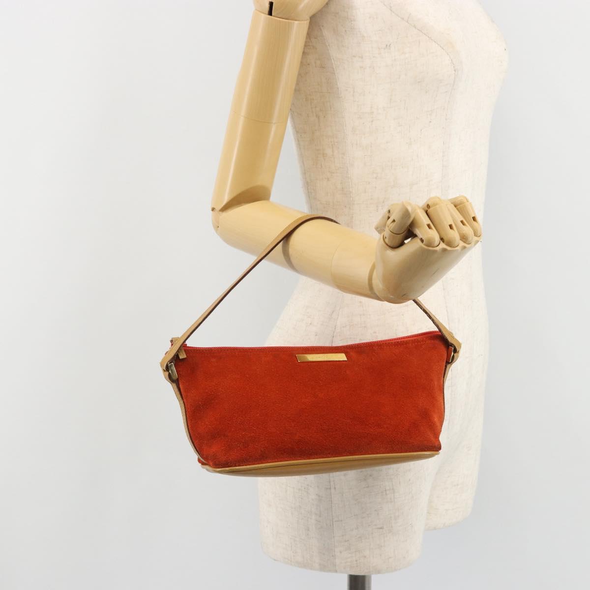 GUCCI Accessory Pouch Suede Orange Gold 039 1103 2123 Auth 188458